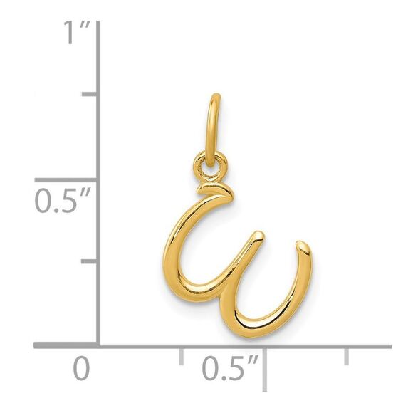 14k Yellow Gold, Claire Collection Mini Lower Case Initial W Charm - Picture 4 of 5